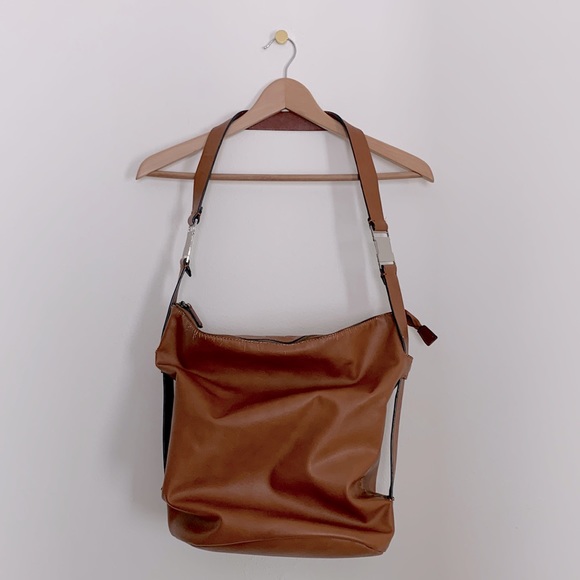Zara Faux Leather Cognac Tote Bag - Picture 1 of 9